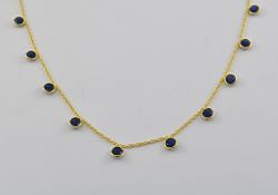 925 Sterling Silver Gold Sapphire Chain in Round Shape - 4mm,ROS2-6382