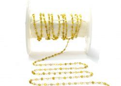  Gorgeous 14k  Solid Gold Rosary Chain With Plain Natural Diamond Beads - 1.50mm , SGGRC-021, Sold By 1 Inch.