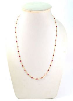  Exquisite 18k Solid Gold Necklace Studded With Ruby Stone - 3.50X5.50 MM , SGGRC-117