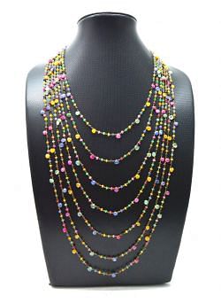  Lovely 14k Solid yellow Gold Necklace With Natural Ruby, Emerald, Sapphire Stones - SGGRC-202