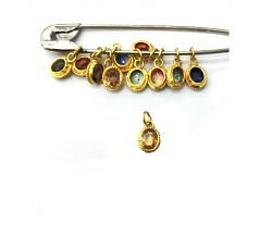  18K Solid Yellow Gold  Natural Multi Sapphire Stone In Oval Shape Pendant, SGTAN-1093, Sold By 1 Pcs.