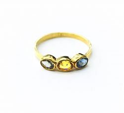  18K Solid Yellow Gold Ring (7 No,) With Natural Sapphire Stone Studded, SGTAN-1125, Sold By 1 Pcs.