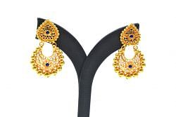  18K Solid Yellow Gold Earring (Fancy Shape) With  Natural Blue Sapphire  Studded, SGTAN-1224, Sold By 1 Pcs.
