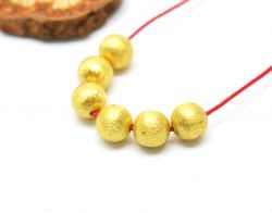 18K Solid Yellow Gold Ball Shape Matt Brushed Finished 6mm Bead, SGTAN-0084, Sold By 1 Pcs.