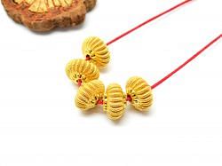 18K Solid Yellow Gold Roundel Shape Textured Finished 10X6,5mm Bead, SGTAN-0106, Sold By 1 Pcs.