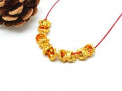 18K Solid Yellow Gold Fancy Cap Shape Textured Finishing 4,5X9mm Bead, SGTAN-0240, Sold By 1 Pcs.