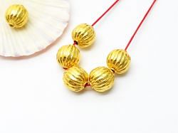 18K Solid Yellow Gold Roundel Shape Plain Lining Finishing 11X10,5mm Bead, SGTAN-0268, Sold By 1 Pcs.
