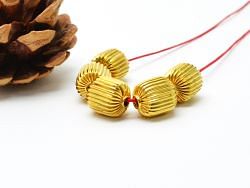 18K Solid Yellow Gold Drum Shape Plain Lining Finishing 12X10mm Bead, SGTAN-0290, Sold By 1 Pcs.