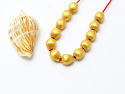 18K Solid Yellow Gold Drop Shape Brushed Finishing 6X7,5mm Bead, SGTAN-0397, Sold By 1 Pcs.