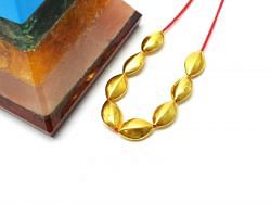 18K Solid Yellow Gold Marquise Shape Plain Finished, 6,5X10,3X3,5mm Bead, SGTAN-0449, Sold By 1 Pcs.