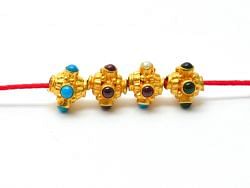 Handmade 18K Solid  Yellow Gold Beads - Roundel in Shape , 8X6mm  - SGTAN-0718, Sold By 1 Pcs.