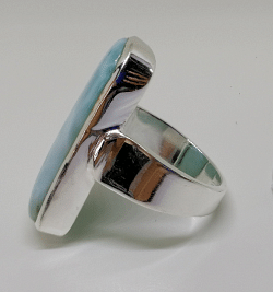  925 Sterling Silver Ring With Natural Larimar Stone 