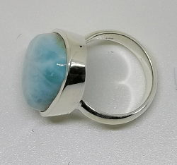925 Sterling Silver Ring With Natural Larimar Stone