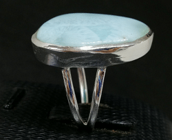 Handmade 925 Silver Larimar Ring Jewelry With Blue Gemstone