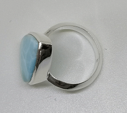Handmade Plain 925 Sterling Silver Ring in Natural Larimar Stone