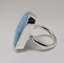 Handmade Silver Ring Jewelry - Natural Larimar Stone 