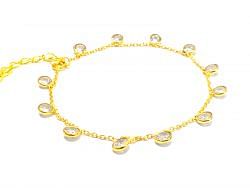 17cm+3cm 925 Sterling Gold Bracelet With Crystals - 4mm,Sold By 1pcs 
