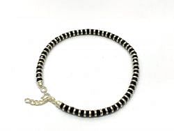 Handmade 925 Sterling Silver Bracelet - Black Spinel , 17cm+3cm Silver Bracelet