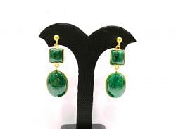 Beautiful 925 Sterling Silver Earring With Emerald in 4.5Cm, Sold By 1 Pair  
