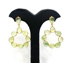 Amazing 925 Sterling Silver Earring  With Natural Prehnite in 4cm, Sold By 1 Pair 