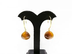 925 Sterling Silver Earring With Natural Tiger Eye, Black Spinel,Vessonite - 4.3cm 