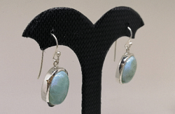 925 Sterling Silver Earring With Natural Larimar Stone
